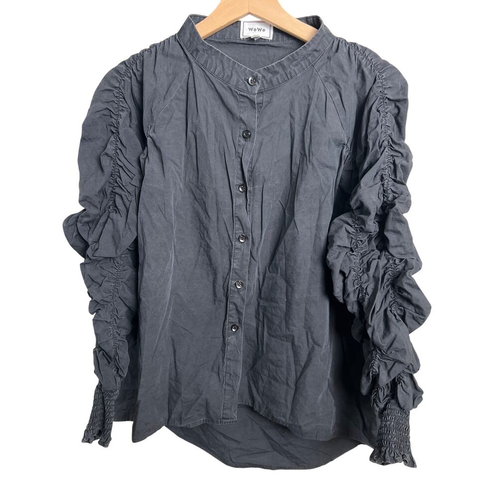 WoWo 2XL Button Down Gray Stretch Long Sleeve
